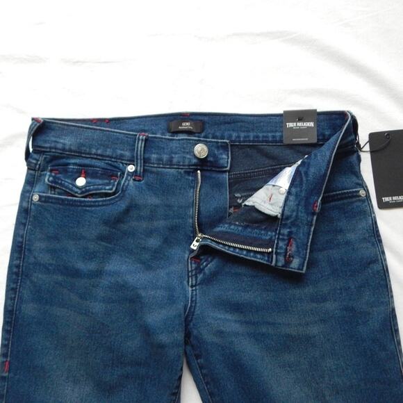 True Religion GENO SN Flap Relaxed Slim Dark Shivering Wash Jeans Men 33x32 NWT - Picture 7 of 7